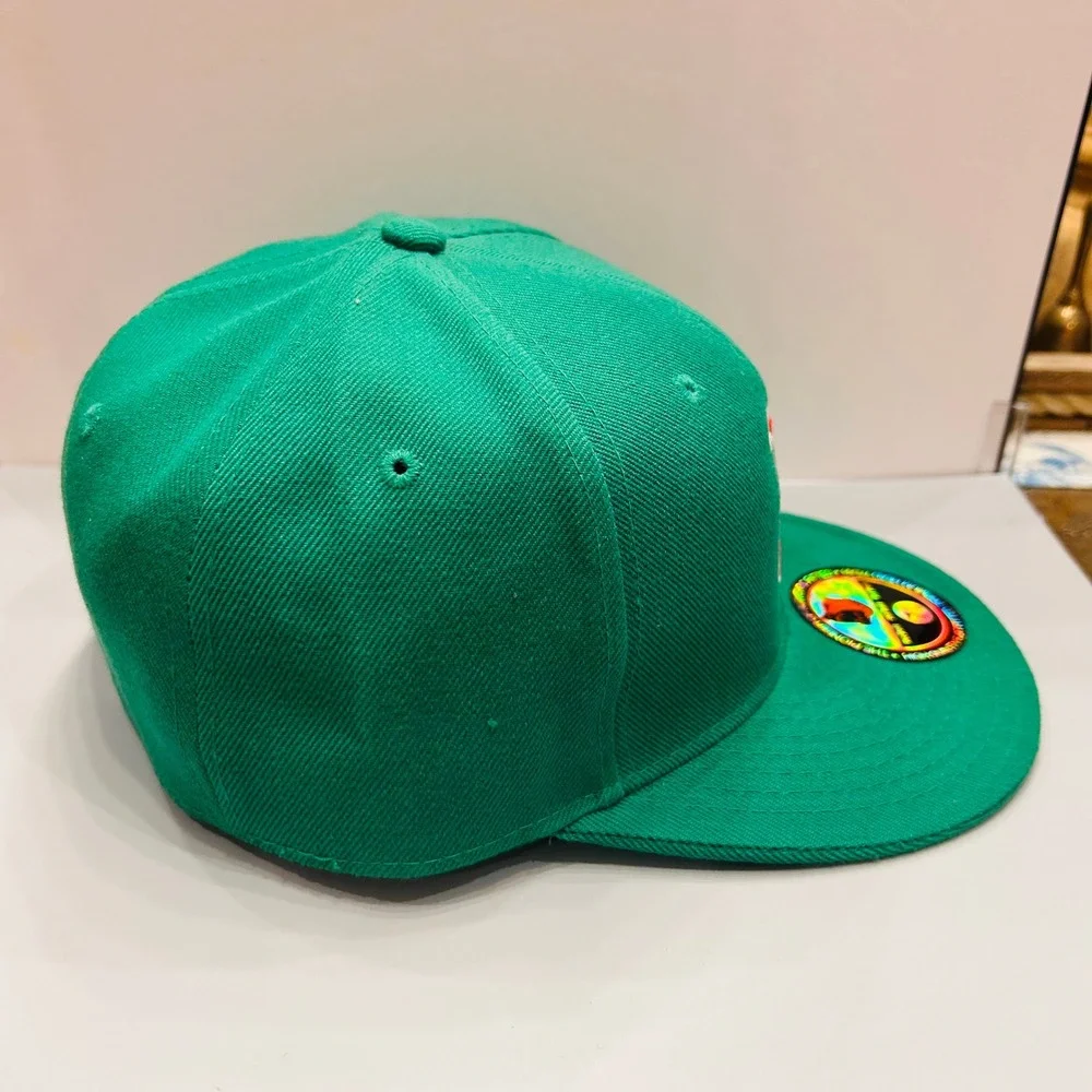 Pit Bull Fitted Hat Mens 7 5/8 Green Embroidered B Logo Flat Brim‎ Cap